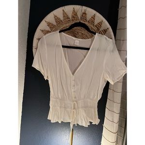 White cinched blouse
